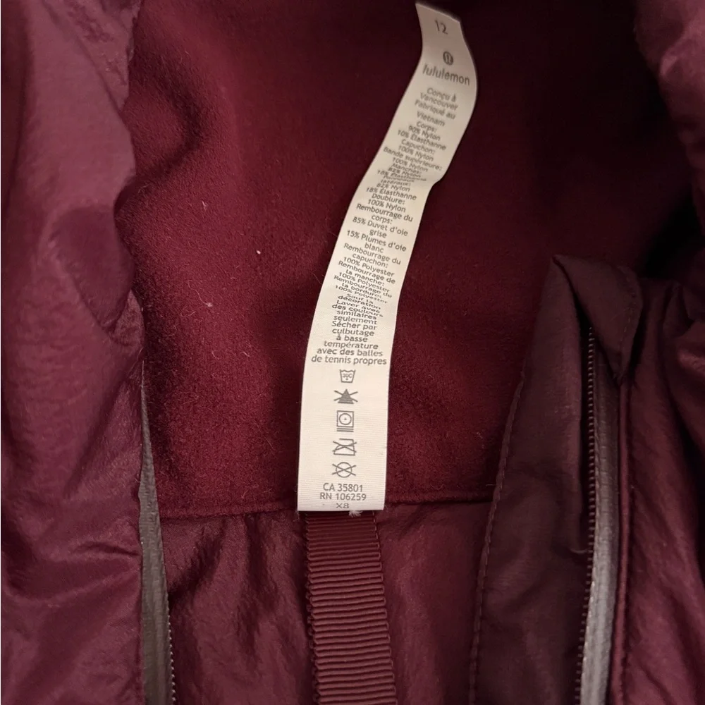 Women's Burgundy puffer jacket - hooded - Picture 3 of 8